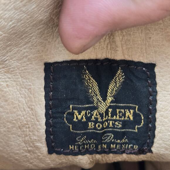 McAllen Boots Brown Leather Floral Embroidered Square Toe Western MX 26.5 US 9.5 - Picture 15 of 16